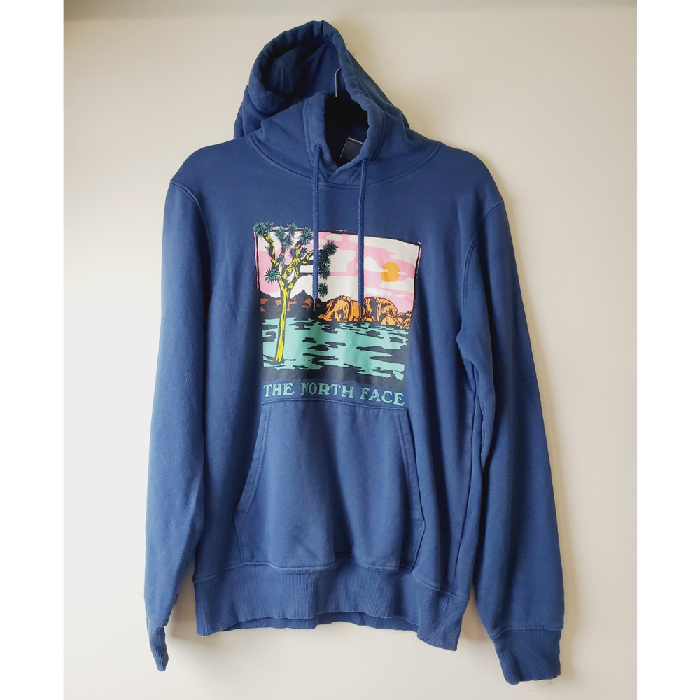 The North‎ Face Mens Small Blue Graphic Injection Hoodie Sweatshirt Outdoor Hike - Picture 11 of 11
